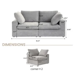 78" Cloud Modular Sectional Sofa With Thick Cushion,Minimalist Lovesofa Convertible Couch Deep Seat Couches For Living Room Sets 27 78" Cloud Modular Sectional Sofa With Thick Cushion,Minimalist Lovesofa Convertible Couch Deep Seat Couches For Living Room Sets -Baxton Studio Shop GUEST c3c8d4d4 7e63 4089 acb8 aefb240a4480