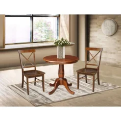 30" Round Top Pedestal Table With 2 X Back Chairs Dining Sets Espresso - International Concepts -Baxton Studio Shop GUEST c3c9aefd 3efc 427f 94bb 2aebd5641d07