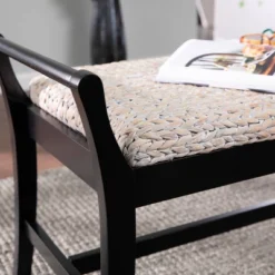 Trentwood Coastal 44.25" Water Hyacinth Bench Whitewashed/Black - Aiden Lane -Baxton Studio Shop GUEST c3d1954d 384b 44f1 9f53 a433dd2075d1