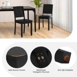 Costway Armless Wood Dining Chair Set Of 2 With Rubber Wood Legs Curved Backrest Kitchen White/Black -Baxton Studio Shop GUEST c3e30522 ce7c 457f b363 2266ed9563ea