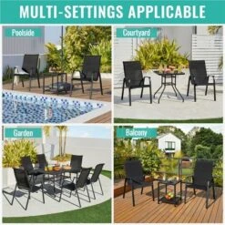 Yaheetech Set Of 2 Outdoor Texteline Stackable Dining Chairs With Backrest/ Armrests For Garden, Lawn, Porch, Backyard Pool 13 Yaheetech Set Of 2 Outdoor Texteline Stackable Dining Chairs With Backrest/ Armrests For Garden, Lawn, Porch, Backyard Pool -Baxton Studio Shop GUEST c3e6197a a5e5 4e24 b612 072b4c71af48