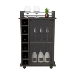 Gulches Modern Bar Cart With Glass Door Cabinet, 6 Liquor Cubbies, Locking Wheels And Spacious Top For Cocktails 10 Gulches Modern Bar Cart With Glass Door Cabinet, 6 Liquor Cubbies, Locking Wheels And Spacious Top For Cocktails -Baxton Studio Shop GUEST c41cbb56 30de 446a a305 3d0a64c6b91d
