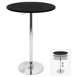 27.5" Elia Contemporary Adjustable Bar Height Pub Table Black Wood Top With Chrome Frame - LumiSource -Baxton Studio Shop GUEST c44f9fd6 dec2 4fa2 92da 8a92b2be9790
