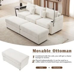 2/4/5/6 Pcs Sectional Sofa Couch, Storage Sofa Chair With Movable Ottoman, USB Ports, Cup Holders, Phone Holder -ModernLuxe -Baxton Studio Shop GUEST c4601393 4e2f 4f1b b73c ab6ac22b7cad
