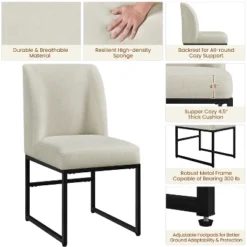 Yaheetech Set Of 2 Modern Dining Chairs Upholstered Armless Chair, Beige -Baxton Studio Shop GUEST c4643ad7 a062 450a 88e9 8c510ab5148f