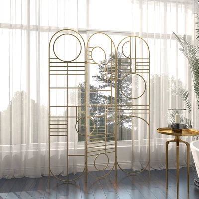 Modern Metal Room Divider Screen Gold - Olivia & May 6 Modern Metal Room Divider Screen Gold - Olivia & May - Image 6