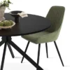 43'' Jones Solid Black Grain Round Dining Table With 4 Upholstered Fabric Tiny Armchairs With Metal Legs-The Pop Maison
