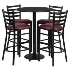 Flash Furniture 30'' Round Laminate Table Set With Round Base And 4 Ladder Back Metal Barstools -Baxton Studio Shop GUEST c49e2e62 be68 473a 96b3 8c1050b4db2b