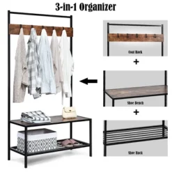 COSTWAY 3 In 1 Industrial Coat Rack Shoe Bench Entryway Hall Tree Storage Shelf W/ Hooks 19 COSTWAY 3 In 1 Industrial Coat Rack Shoe Bench Entryway Hall Tree Storage Shelf W/ Hooks -Baxton Studio Shop GUEST c4a444cb 626a 4308 9bd4 a2d36d28f390