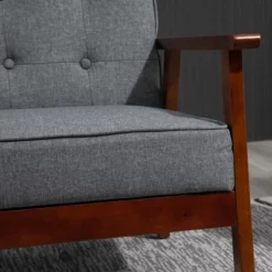 HOMCOM Modern Upholstered 2-Seat Loveseat Sofa With Linen-Touch Fabric And Rubberwood Legs, Gray -Baxton Studio Shop GUEST c4a8cd15 5c79 444a 9106 fa35c5b7a94b