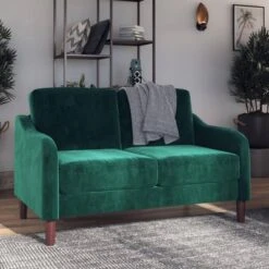 Penny 2 Seater Loveseat Sofa Green Velvet - Room & Joy -Baxton Studio Shop GUEST c4b66407 b88d 413d a7a7 15f4eb67af75