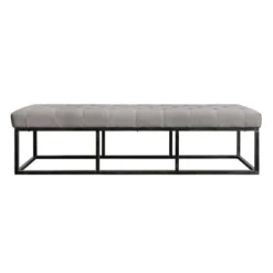 Danes Tufted Bench With Iron Legs - Finch -Baxton Studio Shop GUEST c4c7674b 49bb 4d71 b9bb 3895f833a79c