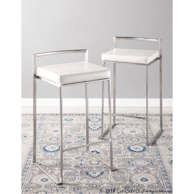 27" Fuji Steel Counter Height Barstool White - LumiSource 2 27" Fuji Steel Counter Height Barstool White - LumiSource - Image 2