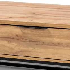 Franklin Wood And Metal 2 Drawer Coffee Table Oak/Black - Baxton Studio: Large Storage, Modern Design -Baxton Studio Shop GUEST c507c23b 4577 49ab b004 33a55ea82692