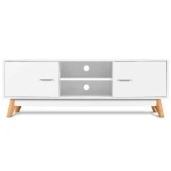 Costway TV Stand Entertainment Center Console Cabinet Stand 2 Doors Shelves White -Baxton Studio Shop GUEST c50ebe10 4879 4a51 a9b9 f4c19cd0f68e