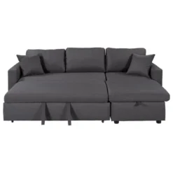87.4"W Modern L-Shaped Sectional Sofa, Elegant Upholstered Sleeper Sofa Bed With Storage Chaise & 2 Throw Pillows, Gray - ModernLuxe -Baxton Studio Shop GUEST c51ec04f b95a 4fc5 afcc 12d3b2a3b3d7
