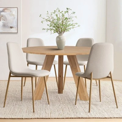 Set Of 4 Dining Chairs With Back, Upholstered Modern Accent Chairs With Metal Wood-Look Legs For Dining Room-Maison Boucle 9 Set Of 4 Dining Chairs With Back, Upholstered Modern Accent Chairs With Metal Wood-Look Legs For Dining Room-Maison Boucle - Image 9