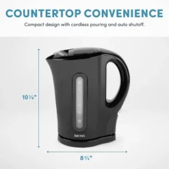 Aroma 1.7L Electric Kettle - Black: Dripless Spout, 1500W, Water Level Viewer -Baxton Studio Shop GUEST c5567f27 378a 4b50 9fef 51298560eaa2