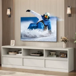 70 Inch TV Stand For 80" TVs, Mid Century Modern Entertainment Center With Storage Drawer & Open Shelves