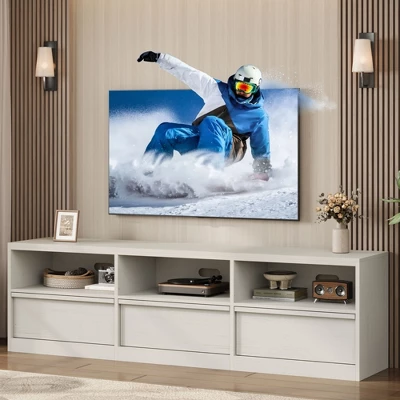 70 Inch TV Stand For 80" TVs, Mid Century Modern Entertainment Center With Storage Drawer & Open Shelves 1 70 Inch TV Stand For 80" TVs, Mid Century Modern Entertainment Center With Storage Drawer & Open Shelves