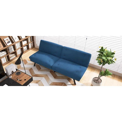 Dyonery 70" Memory Foam Folding Convertible Linen Futon Sofa Couch,Detachable Cushion,Adjustable Backrest, For Living Room,Office,Apartment, Black 2 Dyonery 70" Memory Foam Folding Convertible Linen Futon Sofa Couch,Detachable Cushion,Adjustable Backrest, For Living Room,Office,Apartment, Black - Image 2