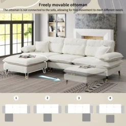 106"W L-Shaped Sectional Sofa, 4 Seat Cloud Chenille Fabric Tufted Couch Set With Two-Tone Adjustable Legs And Movable Ottoman - ModernLuxe 16 106"W L-Shaped Sectional Sofa, 4 Seat Cloud Chenille Fabric Tufted Couch Set With Two-Tone Adjustable Legs And Movable Ottoman - ModernLuxe -Baxton Studio Shop GUEST c5c3ee3f 8c16 44fd a4d8 b57caf346898