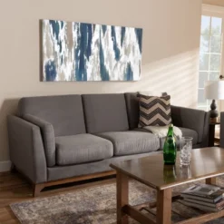 Baxton Studio Sava Fabric Upholstered Walnut Wood 3 Seater Sofa Gray - BaxtonStudio -Baxton Studio Shop GUEST c5c4394d 7066 4267 94fc 50bc0bc0fa32