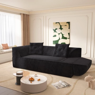 MYINDA 3-in-1 Convertible Sofa Bed, Deep Seat Couch - 3-Seater Sofa, Sparkling Chenille Chaise Lounge For Living Room, Studio,Office 12 MYINDA 3-in-1 Convertible Sofa Bed, Deep Seat Couch - 3-Seater Sofa, Sparkling Chenille Chaise Lounge For Living Room, Studio,Office - Image 12