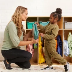 ECR4Kids Streamline 5-Section Toddler Coat Locker, Classroom Furniture, Natural -Baxton Studio Shop GUEST c65c34d5 bc89 4027 86ac fdebce854a0f