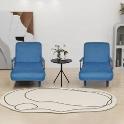 TIRAMISUBEST Convertible Sofa Bed - Adjustable Folding Chair With Linen Upholstery & Pillow, Space-Saving Sleeper For Dorms (Blue)