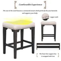 3 PCS Counter Height Wood Dining Table Set, Pub Set Foldable Table With 2 Saddle Stools-ModernLuxe -Baxton Studio Shop GUEST c695a1c9 9619 445b 8b0d 9afbb42a8854