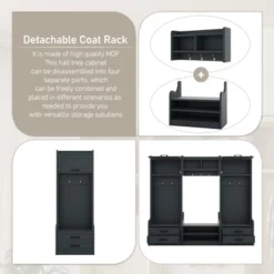 TIRAMISUBEST 4-in-1 Detachable Hall Tree With Storage And 7 Hooks- Antique Blue Entryway Organizer -Baxton Studio Shop GUEST c6a40131 7465 466a 95d0 35fa723aaa0c