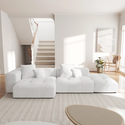 WJShome 119" Cloud Couch Modular Sectional Sofa With Ottoman,Linen Deep Seat With Pillows Convertible Sofafor Living Room, Bedroom And Apartment, 14 WJShome 119" Cloud Couch Modular Sectional Sofa With Ottoman,Linen Deep Seat With Pillows Convertible Sofafor Living Room, Bedroom And Apartment, - Image 14