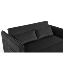 55" 3-in-1 Convertible Velvet Loveseat Sofa Bed With Adjustable Backrest, 2 Pillows, Side Storage Pocket, Space-Saving Design, Ideal For Living Room -Baxton Studio Shop GUEST c6d19c3d b288 4757 8680 06ac131c40e5