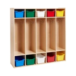 ECR4Kids Birch Streamline 5-Section School Coat Locker W 10 Bins, Storage With Hooks -Baxton Studio Shop GUEST c708788f e1df 4254 a3bc e836e2f6279d