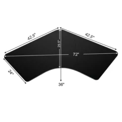 Costway 72'' L Shaped Splice Desktop For Standard & Sit To Stand Desk Frame