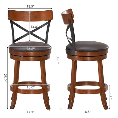 Costway Set Of 4 Bar Stools Swivel 25'' Dining Bar Chairs With Rubber Wood Legs 1 Costway Set Of 4 Bar Stools Swivel 25'' Dining Bar Chairs With Rubber Wood Legs