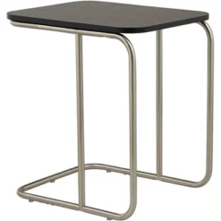 55 Downing Street Modern Dark Oak Brushed Nickel Rectangular Accent Side End Table 20" X 15 1/2" Gray For Living Room Home House -Baxton Studio Shop GUEST c7356499 2a2f 4cf9 8955 7b28cf617b64