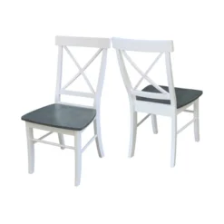 Set Of 2 X Back Chairs With Solid Wood Seat White/Gray - International Concepts -Baxton Studio Shop GUEST c74d40bf 9cba 4749 9978 9c017d5bbef0