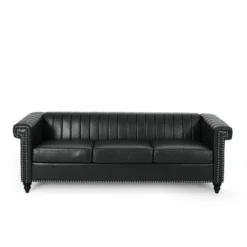 Drury Contemporary Channel Stitch 3 Seater Sofa With Nailhead Trim - Christopher Knight Home 23 Drury Contemporary Channel Stitch 3 Seater Sofa With Nailhead Trim - Christopher Knight Home -Baxton Studio Shop GUEST c76fd34a 71d9 4417 886c c1578ecad0e3
