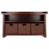 22.05" 4pc Milan Storage Hall Bench With Baskets Walnut - Winsome
