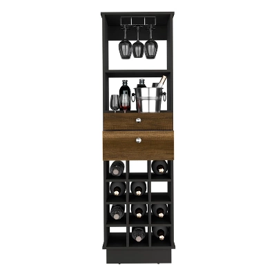 Gulches 12 Bottle Wine Cabinet With Built In Racks, 2 Drawers, 1 Shelf, 24'' Top Decor Not Included 4 Gulches 12 Bottle Wine Cabinet With Built In Racks, 2 Drawers, 1 Shelf, 24'' Top Decor Not Included - Image 4