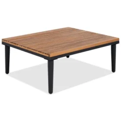 TIRAMISUBEST L-Shaped Acacia Wood Patio Set - 5-Piece Outdoor Sectional With Removable Cushions, Coffee Table & Side Table, Beige -Baxton Studio Shop GUEST c7cb7afd 4ca5 4267 be35 edbb022500a6