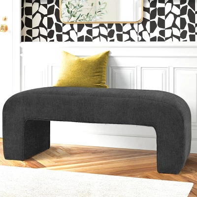 Lily 47" Upholstered Scroll Velvet Waterfall Bench/Chenille Entryway Bench-The Pop Maison 12 Lily 47" Upholstered Scroll Velvet Waterfall Bench/Chenille Entryway Bench-The Pop Maison - Image 12