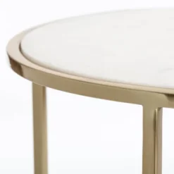 Elliott Marble Side Table White/Gold - Adore Decor -Baxton Studio Shop GUEST c84bfc0c 5f72 4dfd 8eb3 e272f21dee46