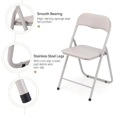 Folding Chairs With Cushion, Outdoor & Indoor Event Portable Metal Folding Chairs With Non-Slip Feet Pads Stackable Chairs 3 Folding Chairs With Cushion, Outdoor & Indoor Event Portable Metal Folding Chairs With Non-Slip Feet Pads Stackable Chairs - Image 3