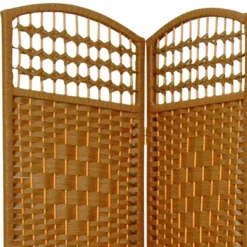 5 1/2 Ft. Tall Fiber Weave Room Divider - Light Beige (3 Panels)