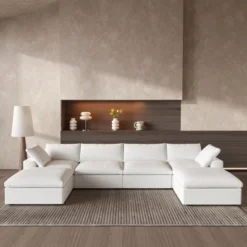 WJSHome Modular Sectional Sofa Couches For Living Room,160" Linen Cloud Couch With Storage Ottoman,U Shaped 6 Seater Convertible Sleeper Sofa Chaise -Baxton Studio Shop GUEST c8e0a941 2417 4520 94f3 db0434b6b710