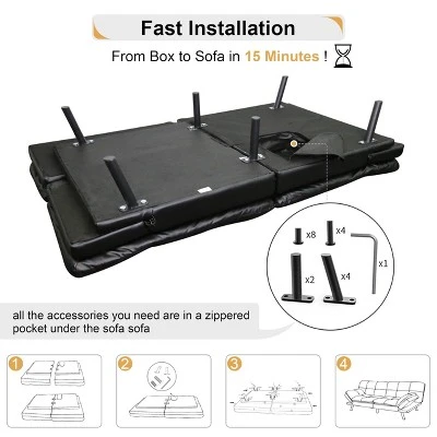 Vipbear 71" Foldable Sofa Bed, Memory Foam Sleeper Sofa, Modern Folding Small Recliner For Living Room, Office, Apartment 7 Vipbear 71" Foldable Sofa Bed, Memory Foam Sleeper Sofa, Modern Folding Small Recliner For Living Room, Office, Apartment - Image 7