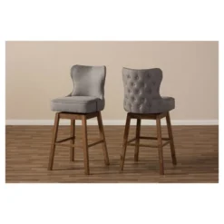 Gradisca Modern And Contemporary Wood Finishing Upholstered Barstools Set Of 2 - Baxton Studio -Baxton Studio Shop GUEST c904986e 732e 45c5 9910 7bdd2dc82977